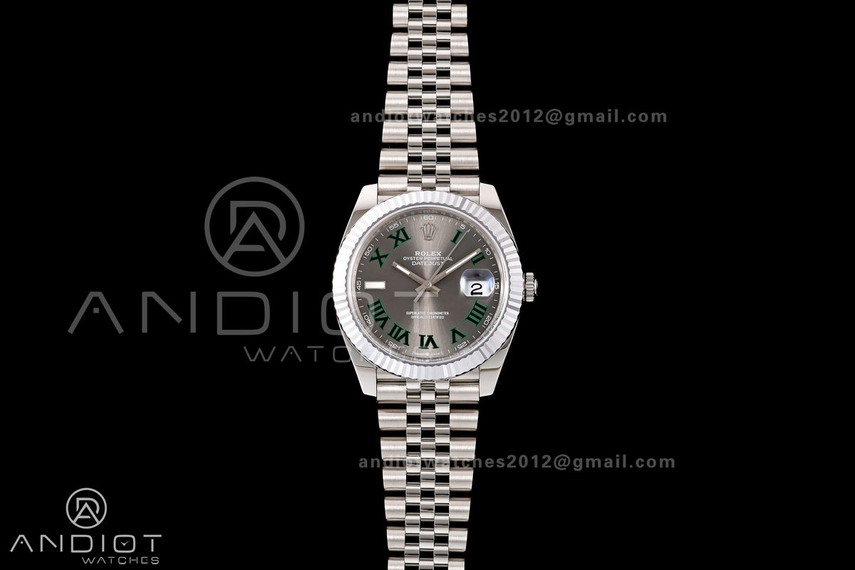 DateJust 41 126334 904L SS MZF 1:1 Best Edition Gray Dial Green Roman on Jubilee Bracelet JH3235